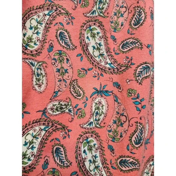 Belle Kim Gravel Womens XL Peach Blouse Paisley Stretchy Boho Cottage Peasant - Picture 5 of 14